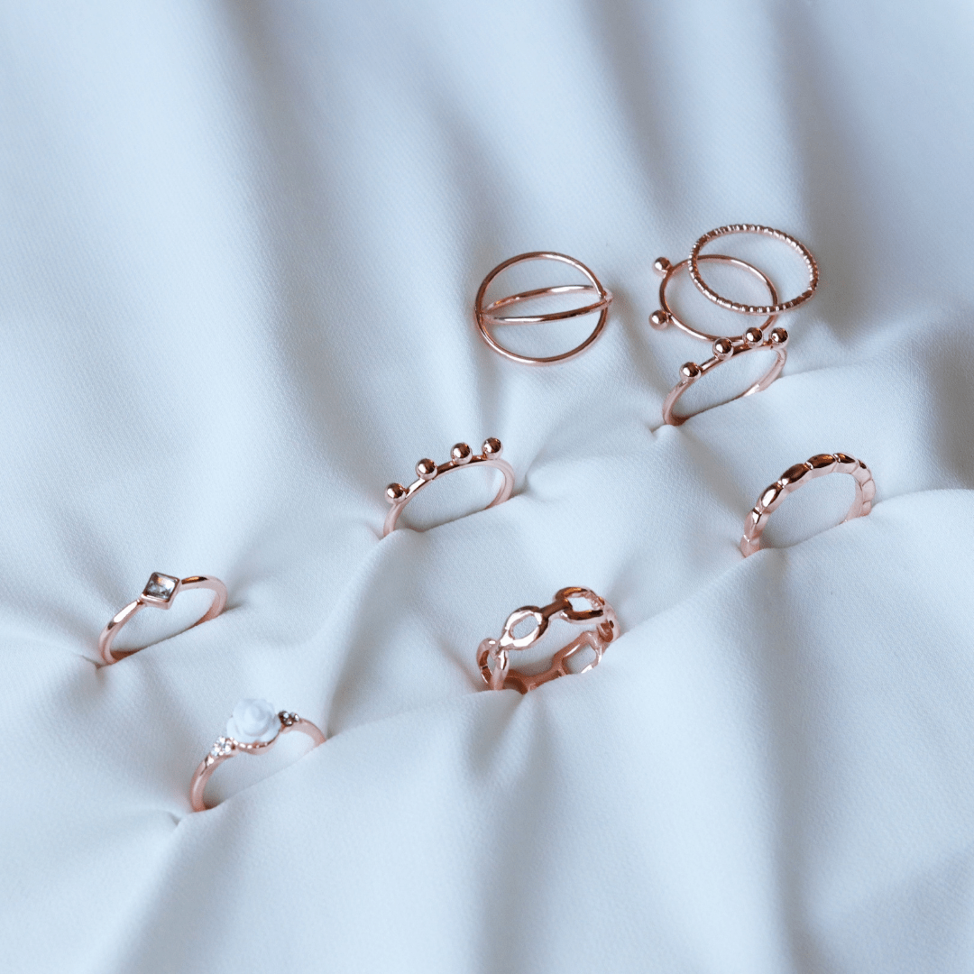 Plüton Rose Gold Yüzük Set 18