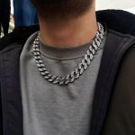 Zirkon taşlı erkek kolye cuban chain