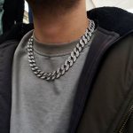 Zirkon taşlı erkek kolye cuban chain