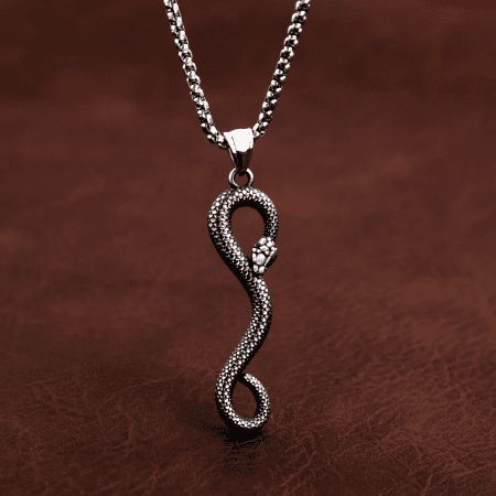 Erkek çelik titanyum yılan kolye snake