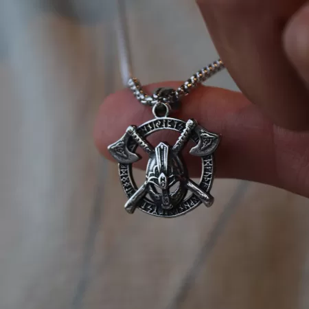 Viking şavaşçı balta erkek çelik kolye (3)
