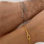 Düğüm Çift Bileklik 925 Ayar gümüş gold