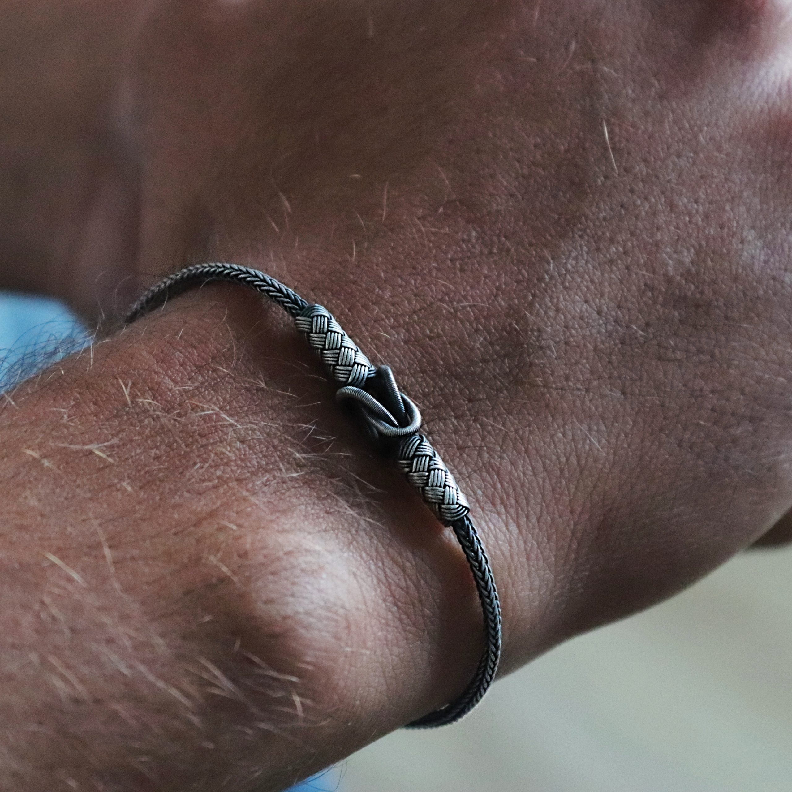 Kazaziye Örme Gümüş Erkek Bileklik (49) Kazaziye Örme Gümüş Erkek Bileklik