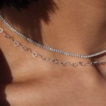 Zirkon taşlı su yolu kolye kalp choker (2)